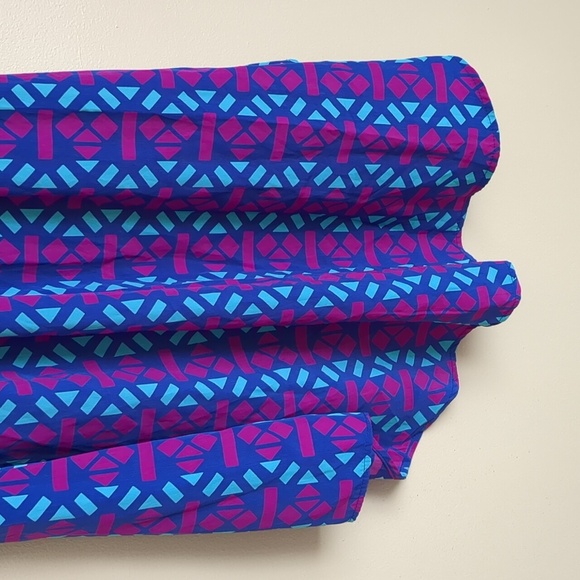 Small Toska Dress Bright Geometric No Sleeves Gathered at the Waist Hi Lo - Picture 11 of 11